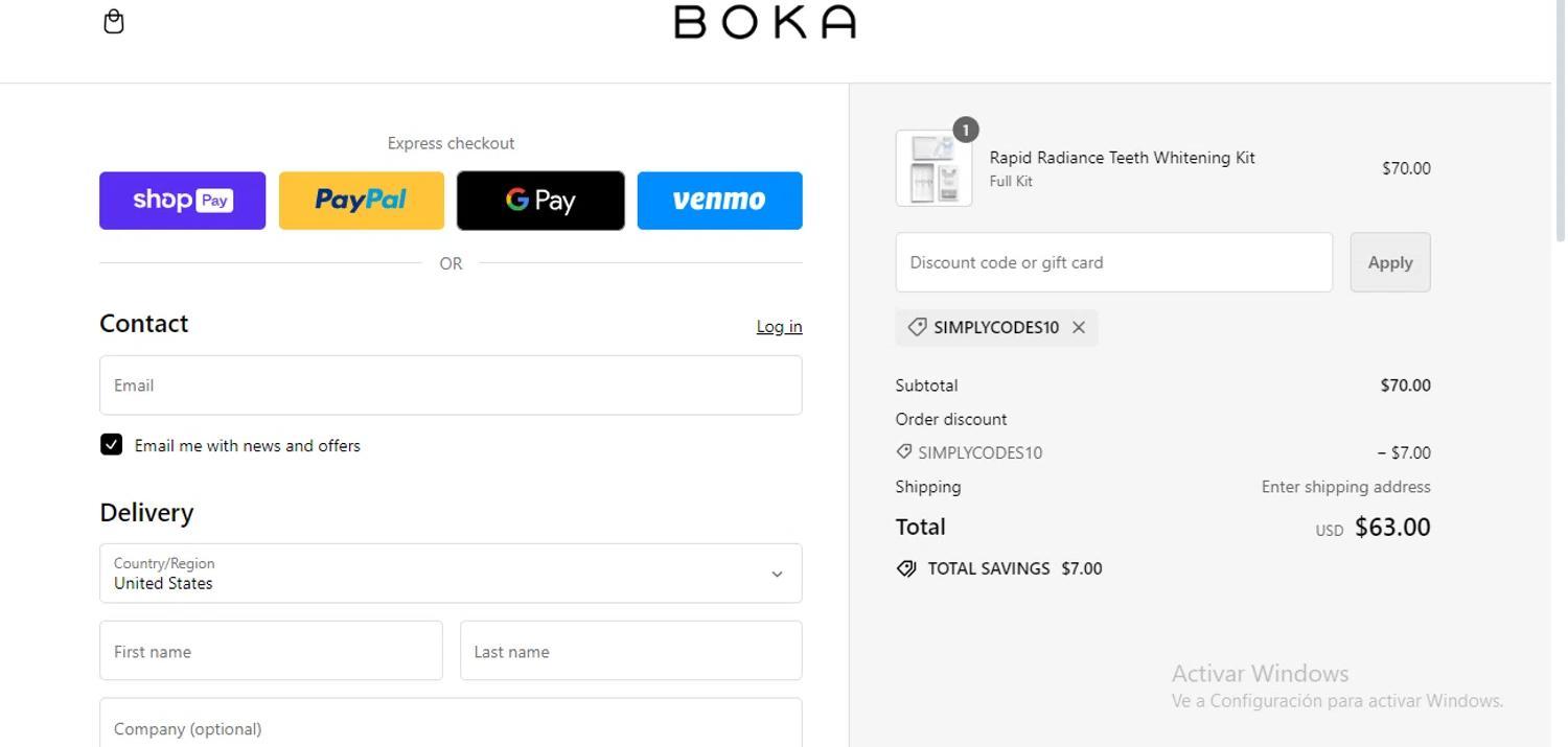 Boka apply coupon code